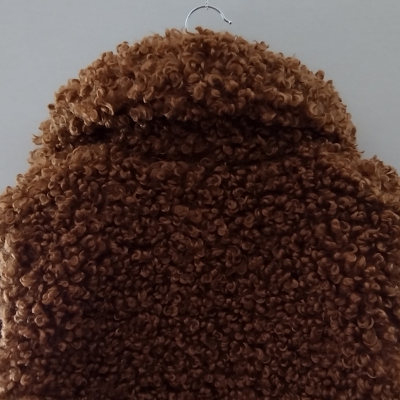 ZARA | Faux Fur Curly Sherpa Brown Lapel Jacket | Women's Small - Picture 11 of 15